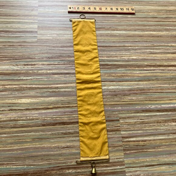 Hardanger WELCOME Bell Pull Hand Embroidered with Brass Bell Golden Yellow 26" - Picture 5 of 5